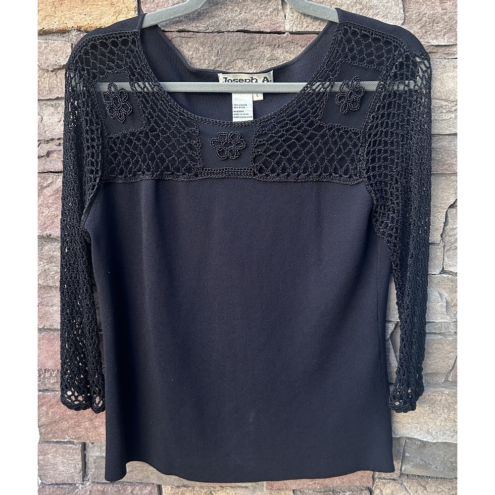 Joseph  A. Large Open‎ Knit Top Lace Whimsigoth Beaded Witchy Y2K Grunge Fairy